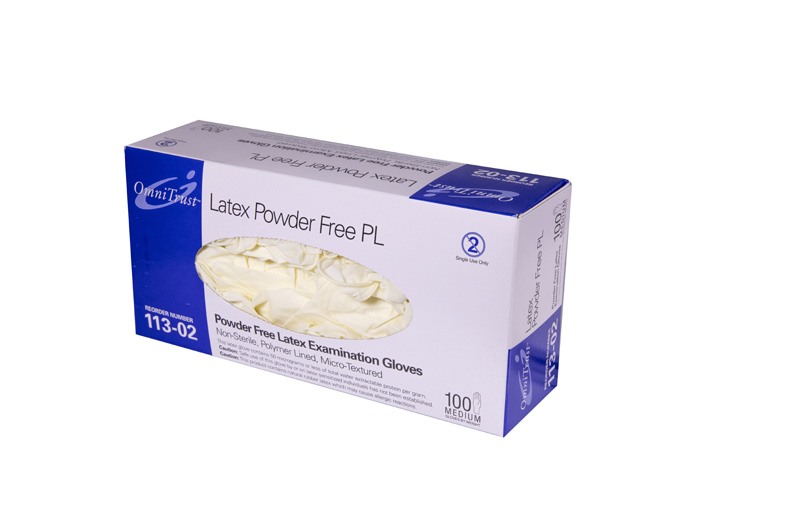 Glove Exam Latex Medium Powder Free OmniTrust #113 (100/BX 10BX/CS) by Omni International LLC  ID 113-02